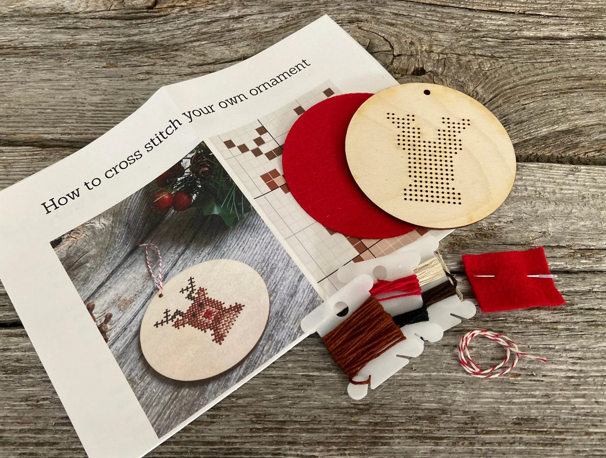 Reindeer Circle Ornament Cross Stitch Kit from Canadian Stitchery