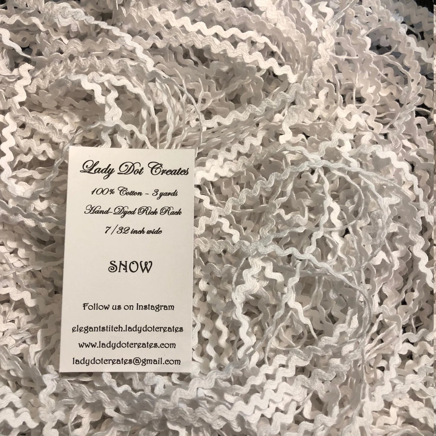 Snow Rick Rack 7/32" by Lady Dot Creates