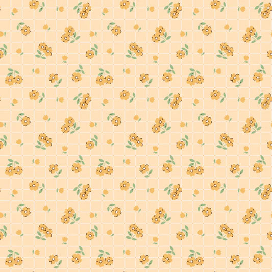 Farmhouse Fancy Tea Towel Yellow FH25954 by Elea Lutz for Poppie Cotton (sold in 25cm increments)