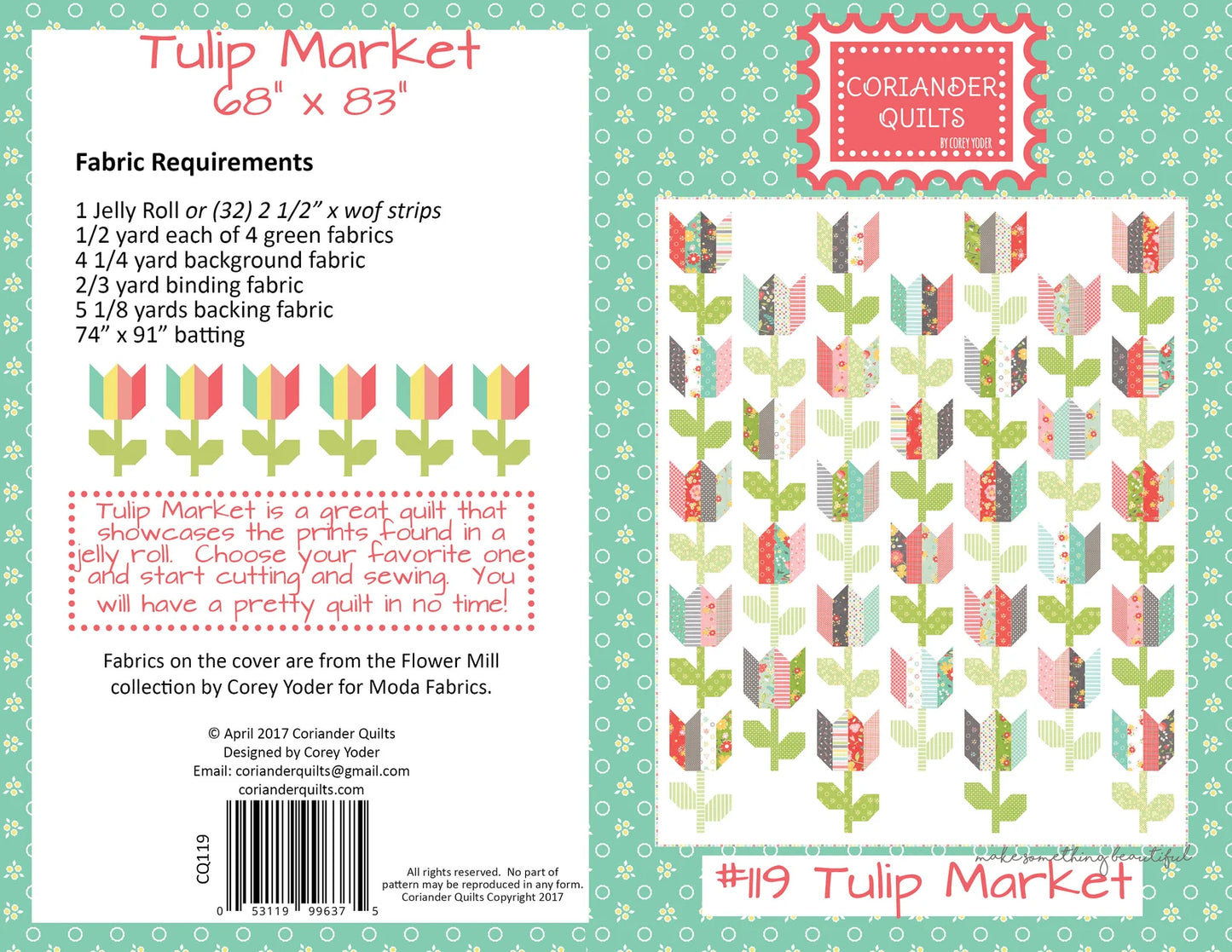Tulip Market Quilt Pattern by Corey Yoder of Coriander Quilts