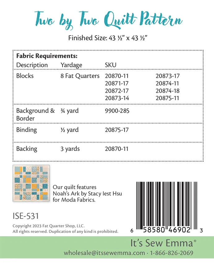 Two by Two Quilt Pattern by Its Sew Emma Little P