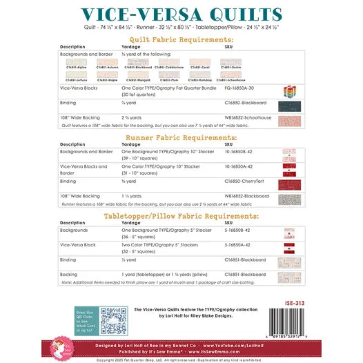 Vice Versa Quilt Pattern by Lori Holt of Bee in my Bonnet