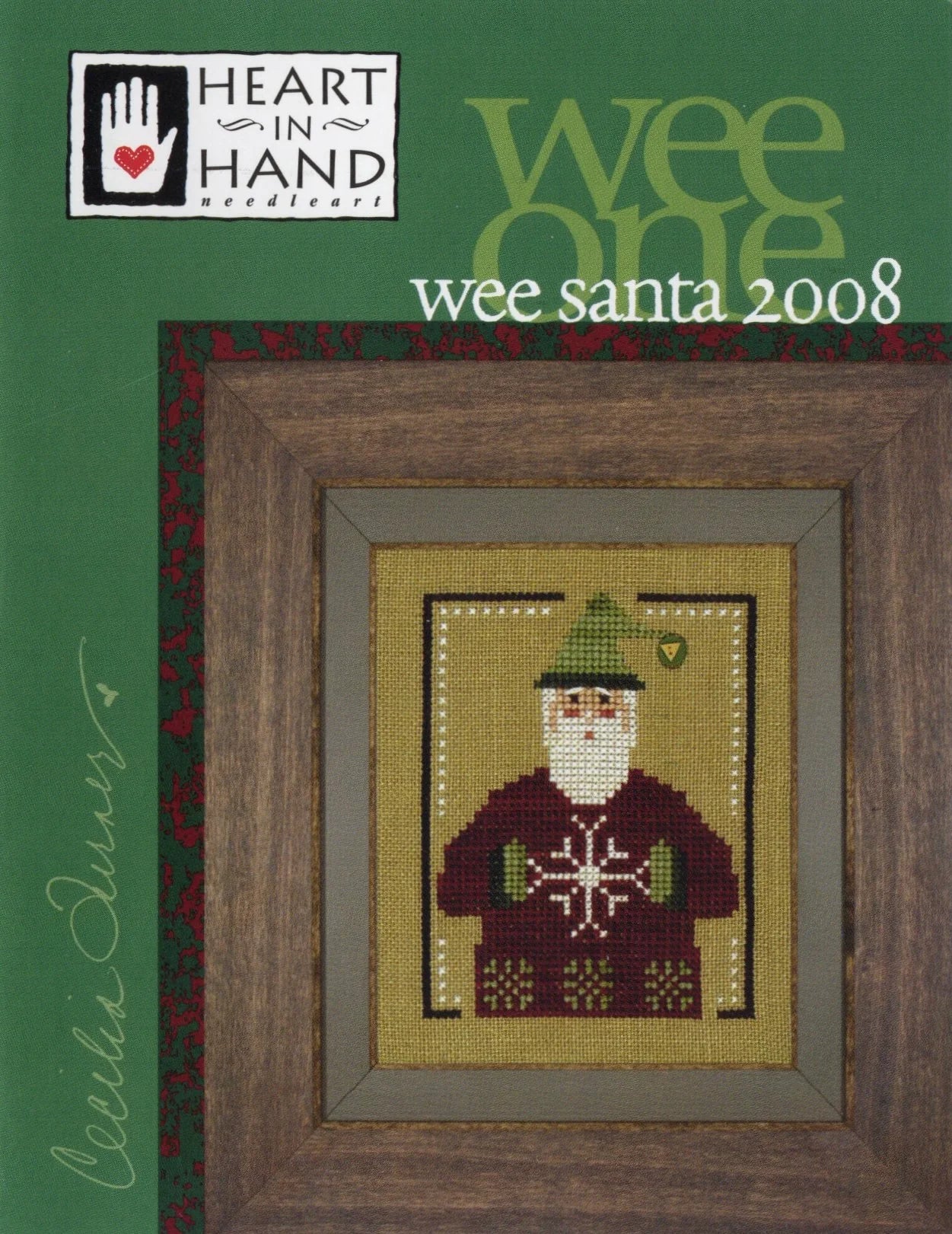 Wee Santa 2008 Cross Stitch Pattern Heart in Hand