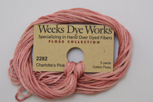 Charlotte’s Pink 2282 Weeks Dye Works 6-Strand Hand-Dyed Embroidery Floss