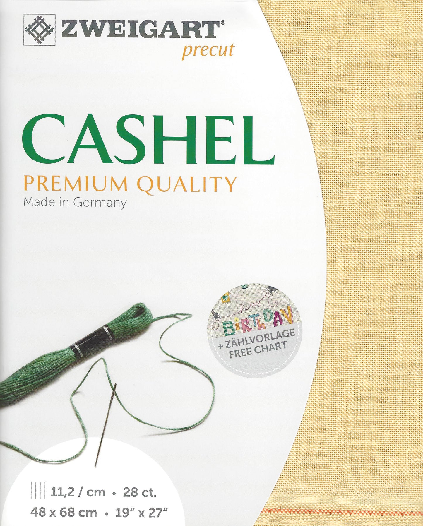 Zweigart Cashel 28Ct Sand Linen Pre Cut