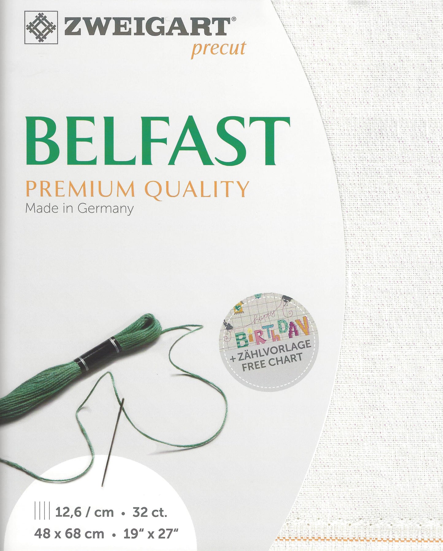 Zweigart Belfast 32Ct Opalescent (white) Linen Pre Cut