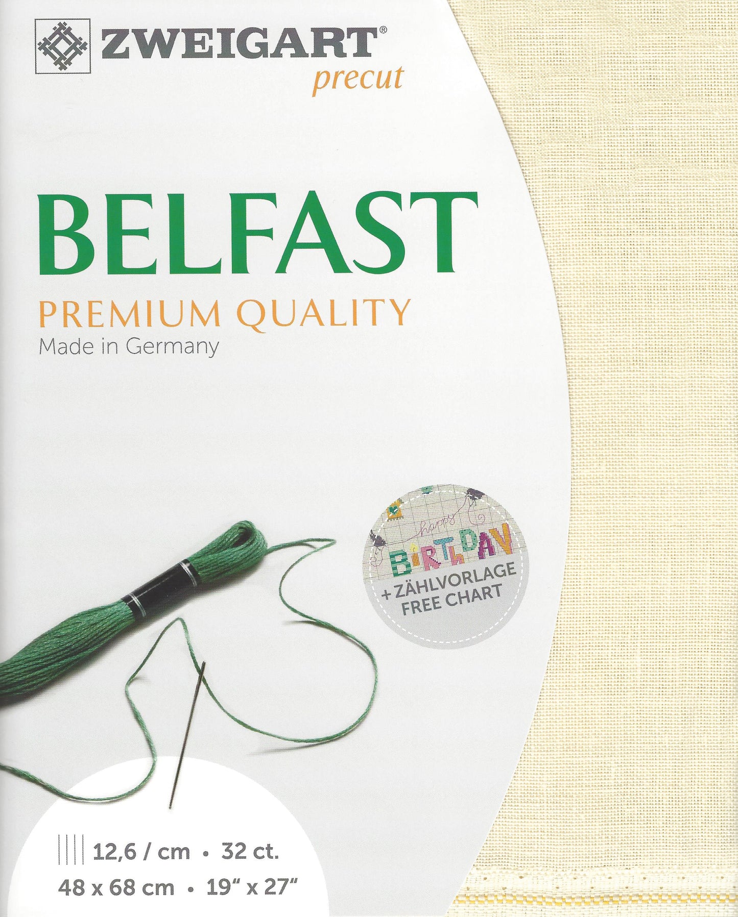 Zweigart Belfast 32Ct Ecru Linen Pre Cut