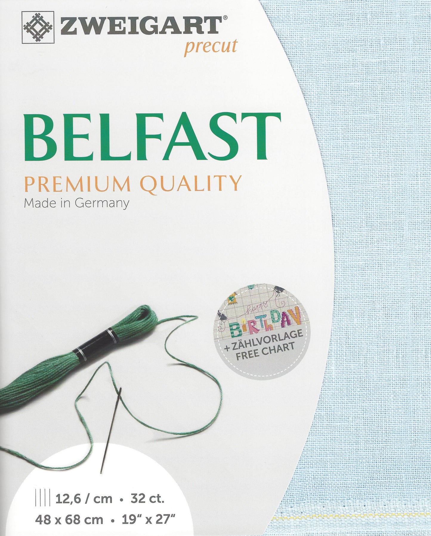 Zweigart Belfast 32Ct Ice Blue Linen Pre Cut