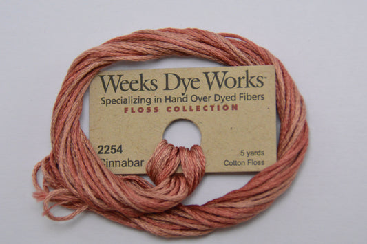 Cinnabar 2254 Weeks Dye Works 6-Strand Hand-Dyed Embroidery Floss