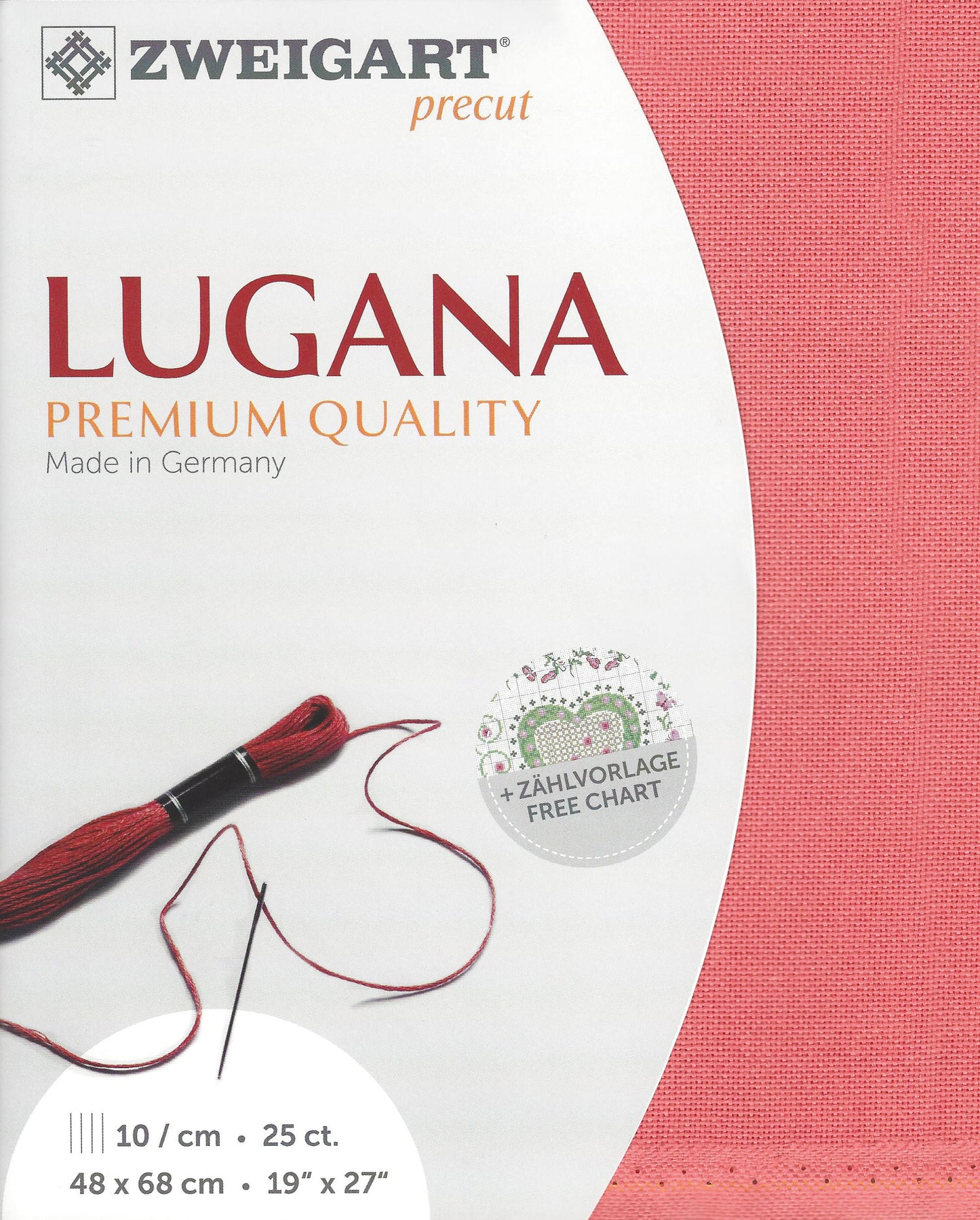 Zweigart 25Ct Lugana Coral Pre-cut
