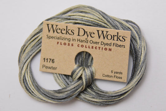 Pewter 1176 Weeks Dye Works 6-Strand Hand-Dyed Embroidery Floss