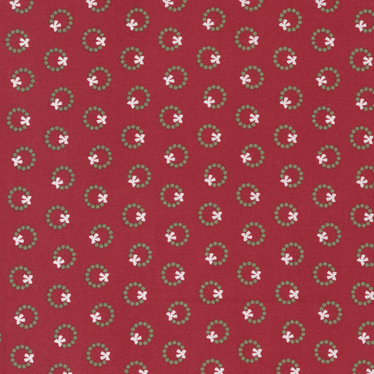 Christmas Eve Cranberry Wreath Dot Blender Lella Boutique for Moda Fabrics (sold in 25cm increments)