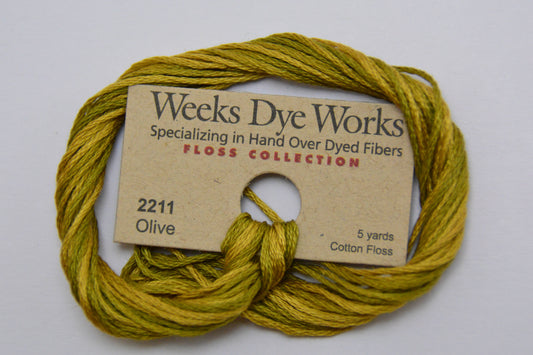 Olive 2211 Weeks Dye Works 6-Strand Hand-Dyed Embroidery Floss