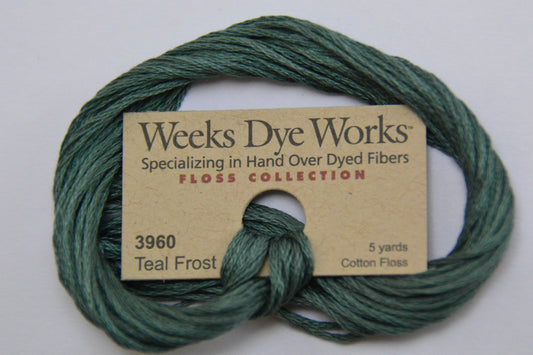 Teal Frost 3960 Weeks Dye Works 6-Strand Hand-Dyed Embroidery Floss