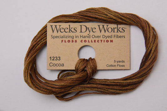 Cocoa 1233 Weeks Dye Works 6-Strand Hand-Dyed Embroidery Floss