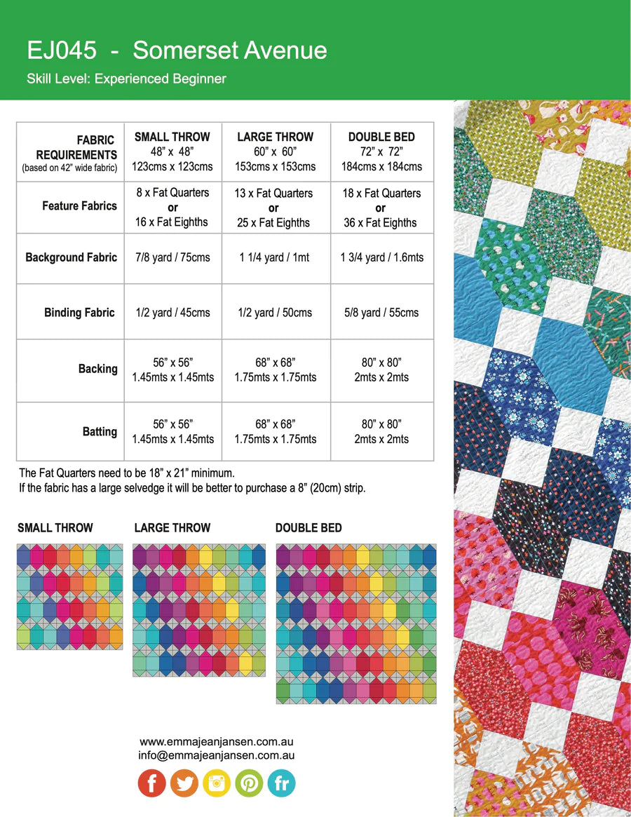 Somerset Avenue Quilt Pattern by Emma Jean Jansen