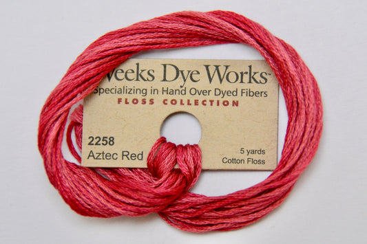 Aztec Red 2258 Weeks Dye Works 6-Strand Hand-Dyed Embroidery Floss