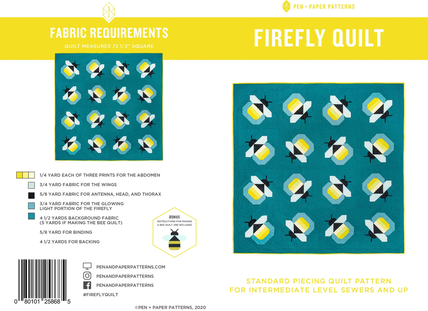 Firefly Quilt Pattern Pen and Paper