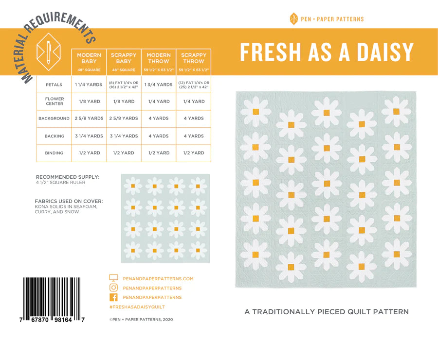 Fresh as a Daisy Quilt Pattern - Pen and Paper