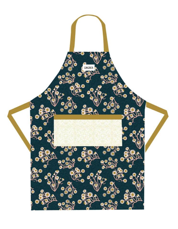 Gingiber Golden Blue Floral Apron