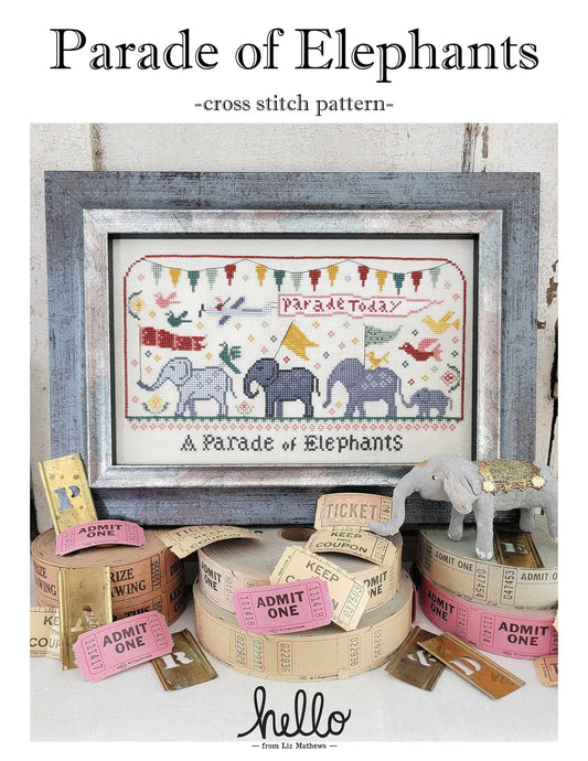 Parade of Elephants Cross Stitch Pattern Hello from Liz Mathews