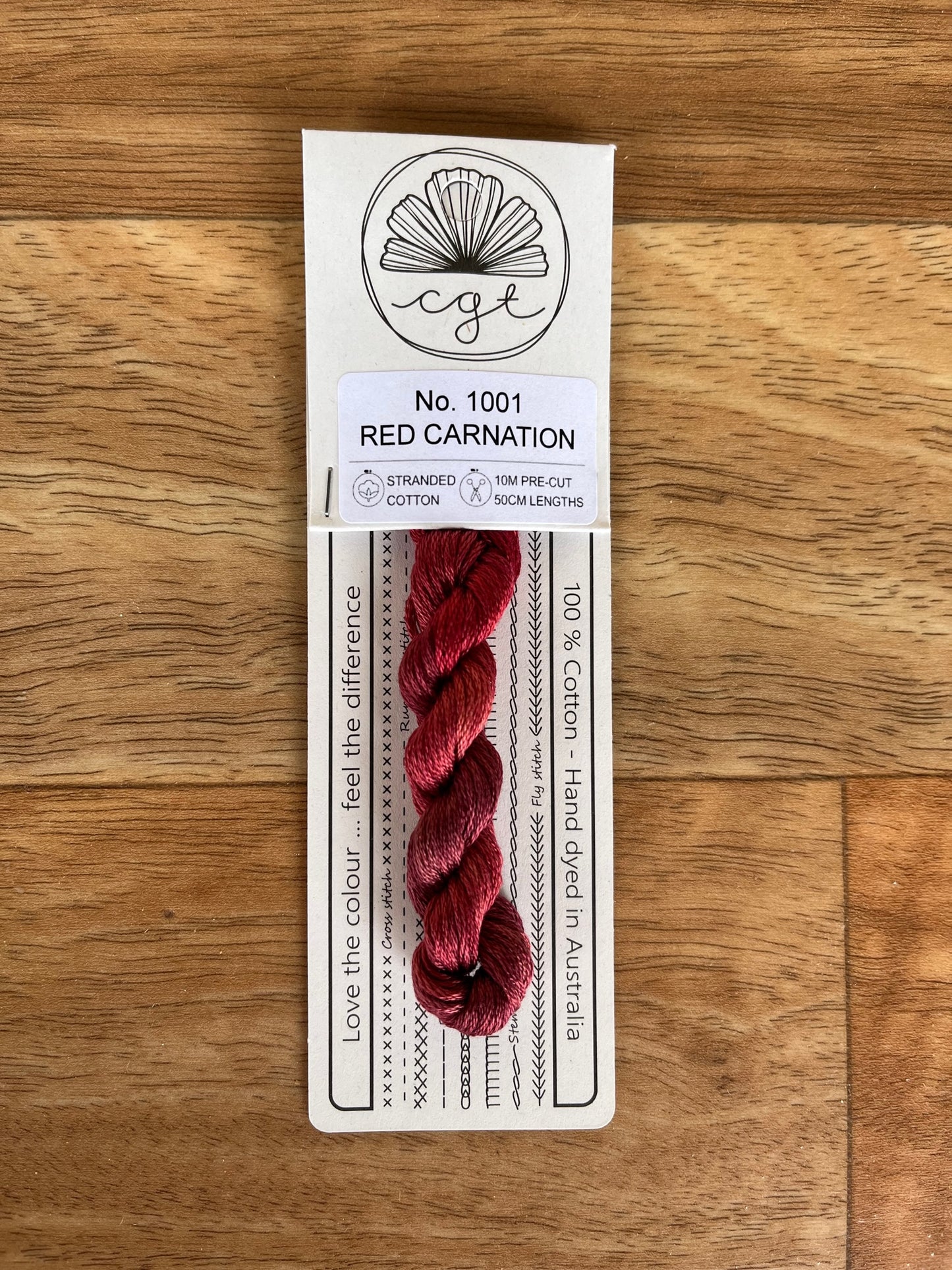 Red Carnation Cottage Garden Thread Pre-Cut 6 Stranded Hand Dyed Embroidery Floss