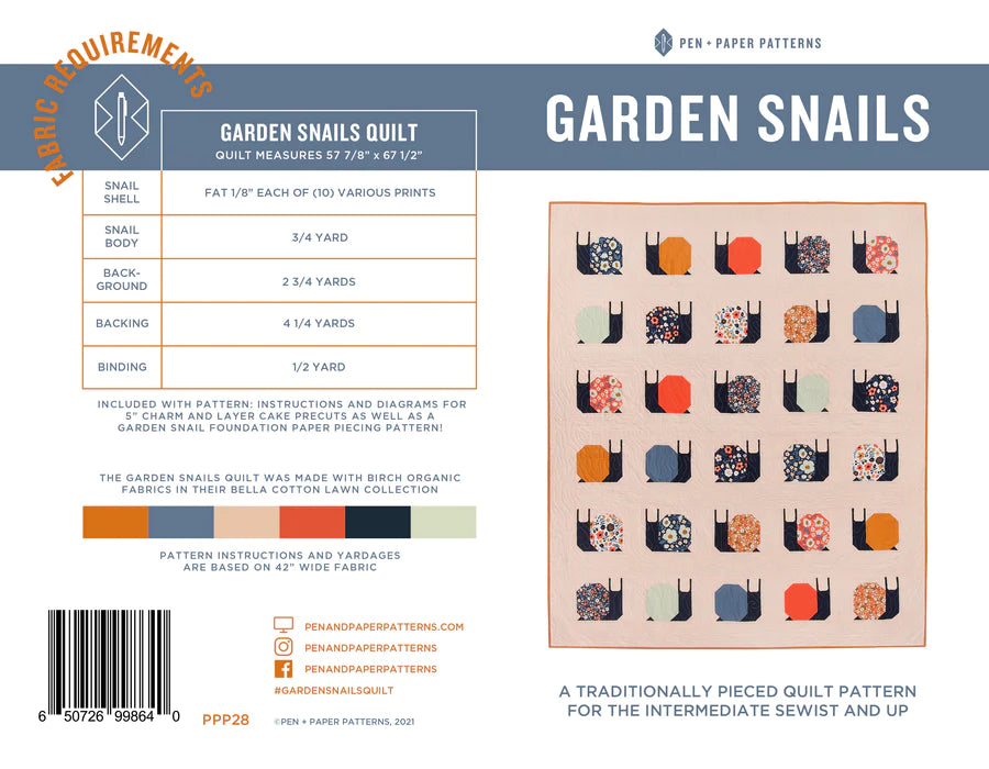 Garden Snails Quilt Pattern Pen and Paper