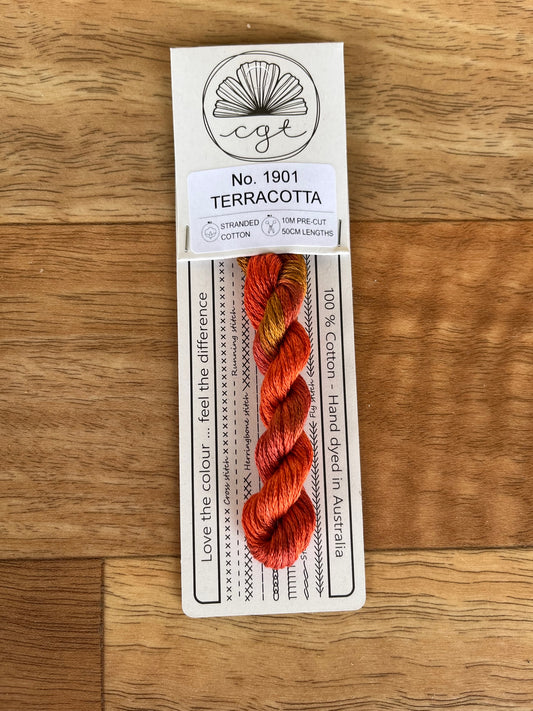 Terracotta Cottage Garden Thread Pre-Cut 6 Stranded Hand Dyed Embroidery Floss