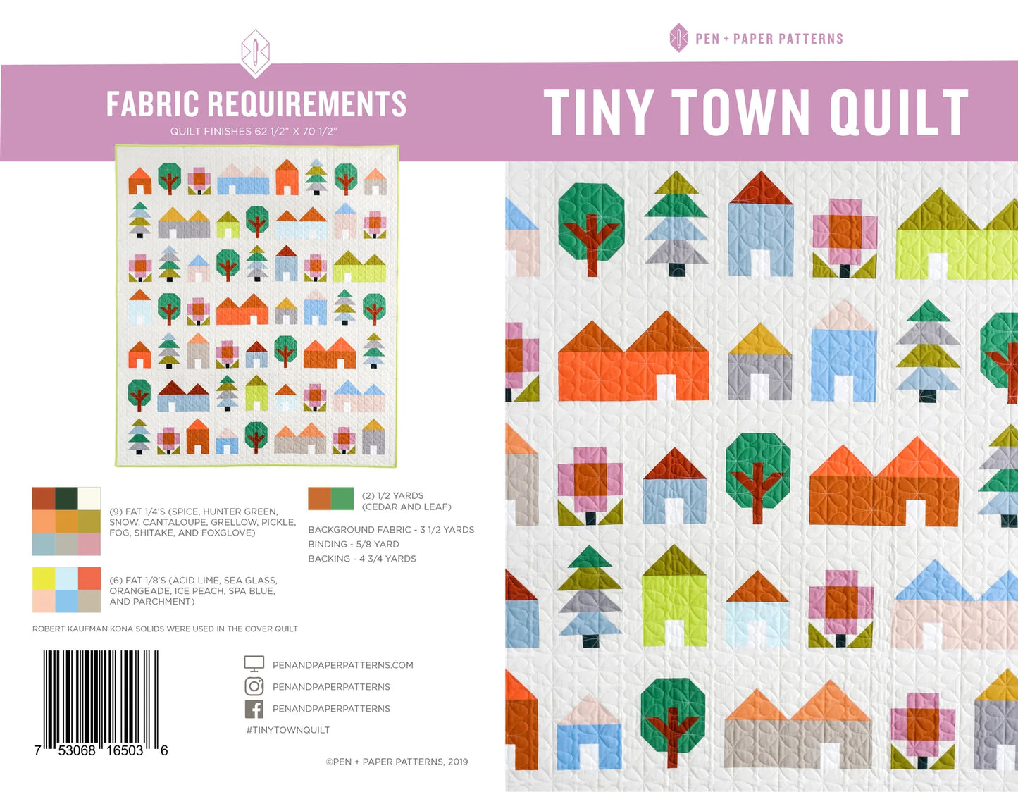 Tiny Town Quilt Pattern Pen and Paper
