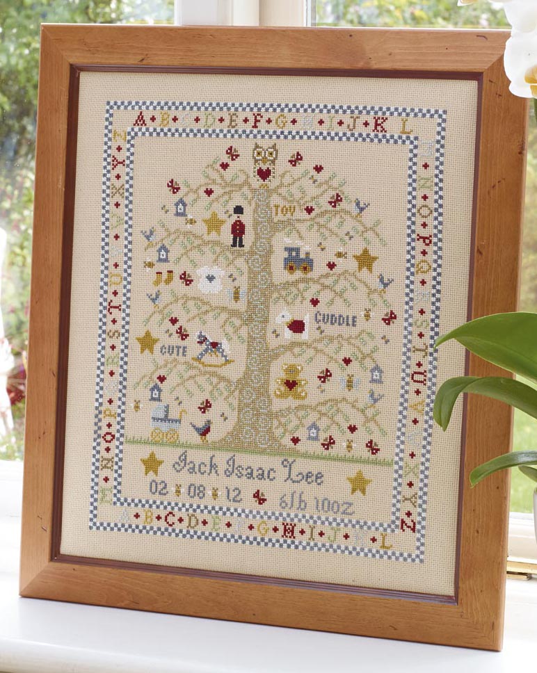 Tree A-Z Birth Sampler - Boy Cross Stitch Kit Historical Sampler Company