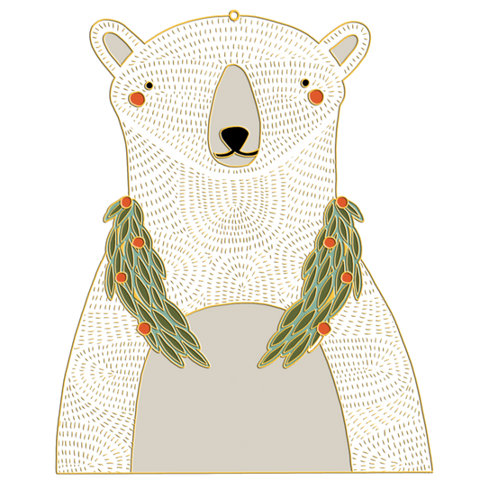 Gingiber Polar Bear Enamel Ornament