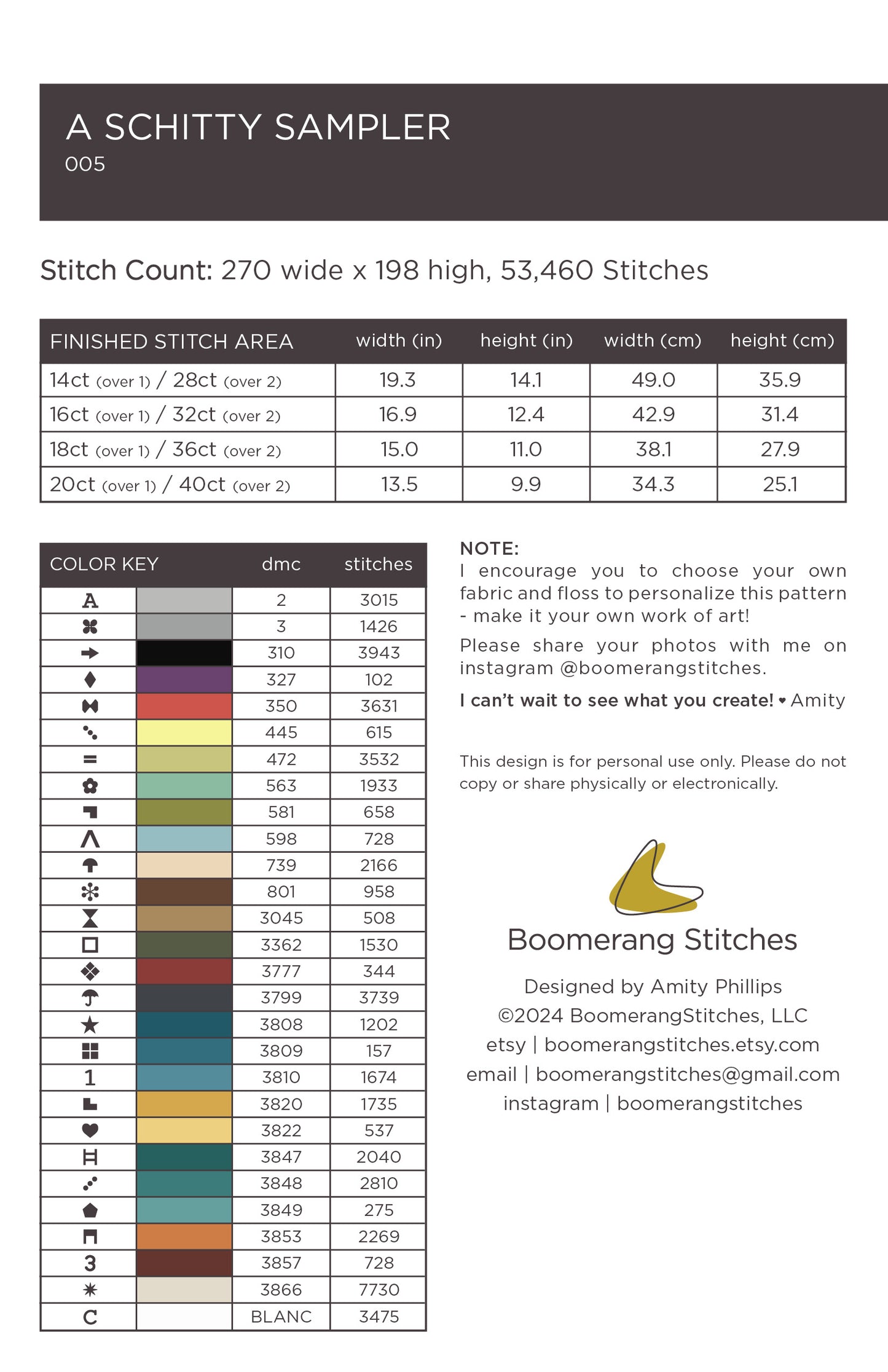 A Schitty Sampler Cross Stitch Pattern by Boomerang Sitches