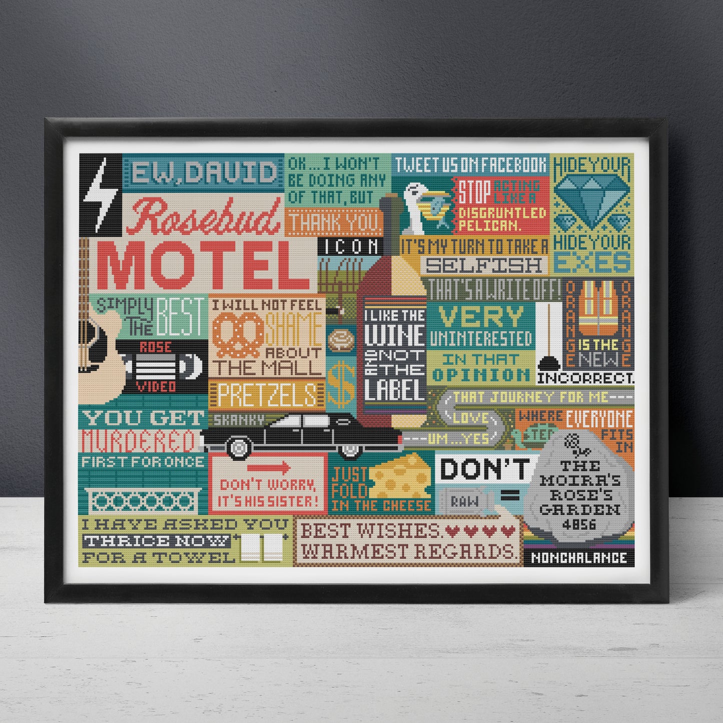 A Schitty Sampler Cross Stitch Pattern by Boomerang Sitches