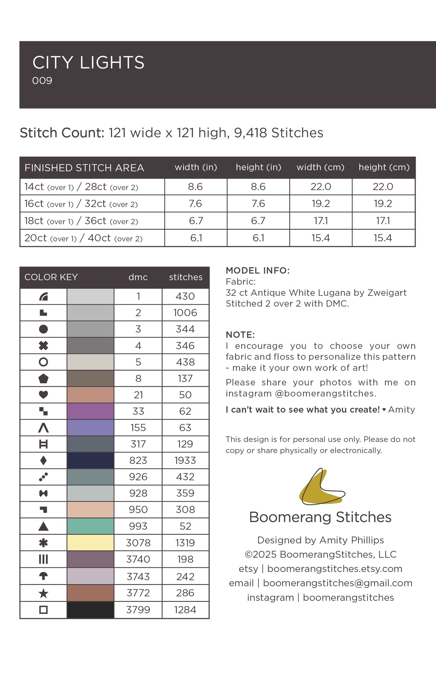 City Lights Cross Stitch Pattern by Boomerang Sitches