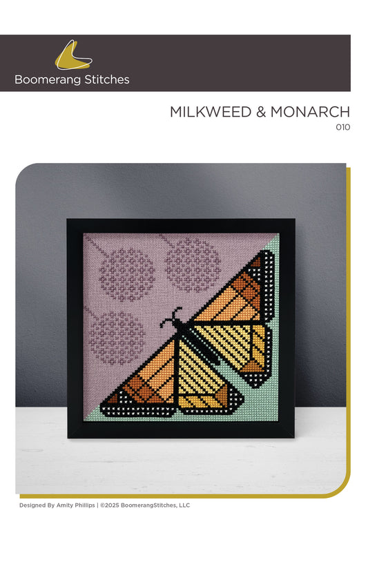 Milkweed & Monarch Cross Stitch Pattern by Boomerang Sitches
