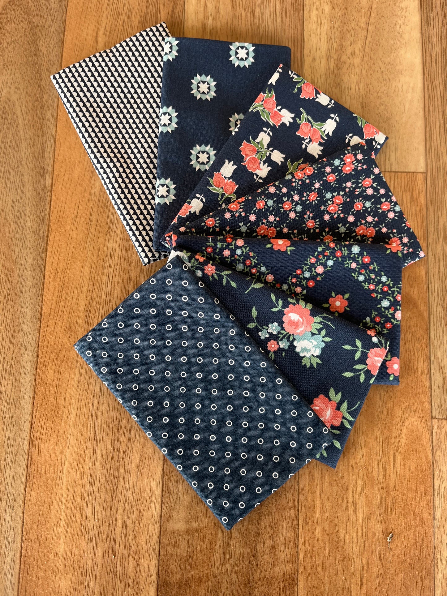 Rosemary Cottage Navy Fat Eighth Bundle by Camille Roskelley for Moda Fabrics