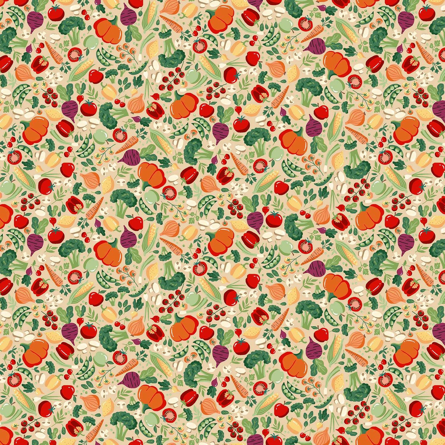 Fun On The Farm Market Cream M066Q by Makower Fabrics (sold in 25cm increments)