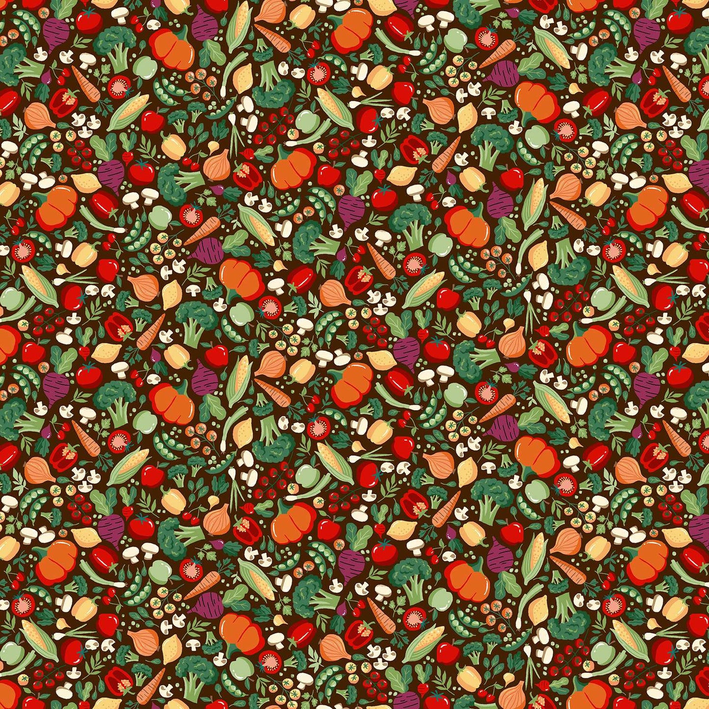 Fun On The Farm Market Brown M066V by Makower Fabrics (sold in 25cm increments)