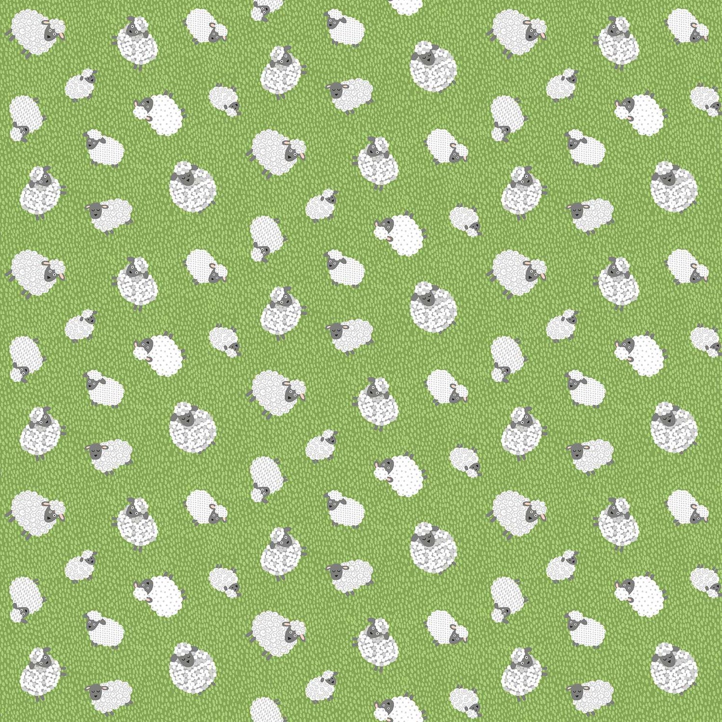 Fun On The Farm Woolly Sheep Green M068G by Makower Fabrics (sold in 25cm increments)