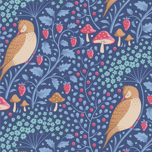 Hibernation Sleepy Bird Denim 100523 by Tilda (sold in 25cm increments)