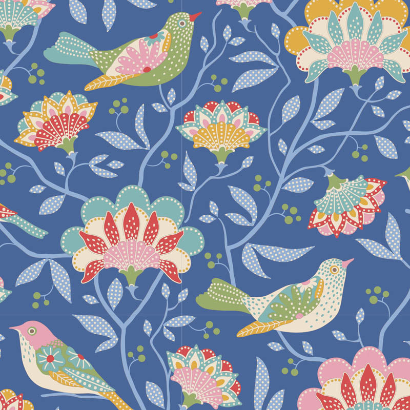 Jubilee Bird Tree Blue 100554 by Tilda (Sold in 25cm increments)