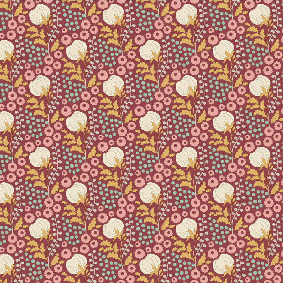 Sanctuary Cottonfield Maroon 100564 by Tilda Fabrics (sold in 25cm increments)