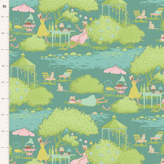 Sunday Brunch Teal 100585 by Tilda (sold in 25cm increments)