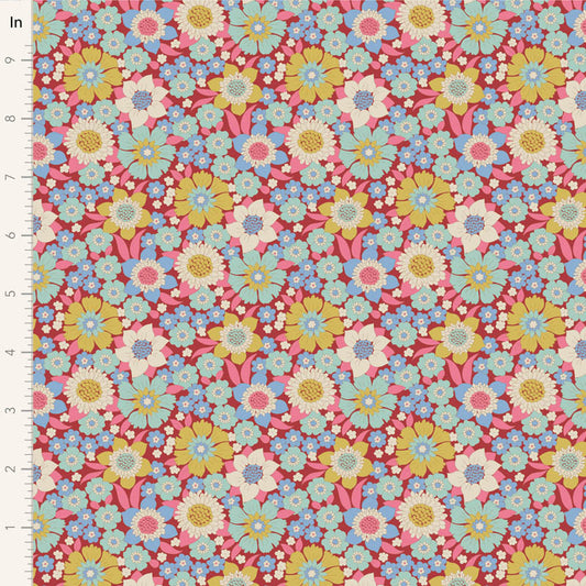 Wallflower Lauren Burgundy 100602 by Tilda (sold in 25cm increments)