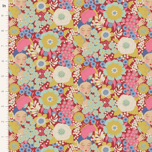 Wallflower Burgundy 100606 by Tilda (sold in 25cm increments)