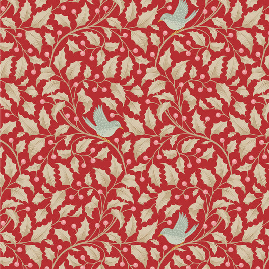 Tilda Merry Little Christmas Holly Red 100621 (sold in 25cm increments)