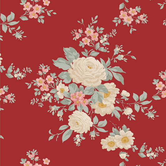 Tilda Merry Little Christmas Carol Burgundy 100622 (sold in 25cm increments)