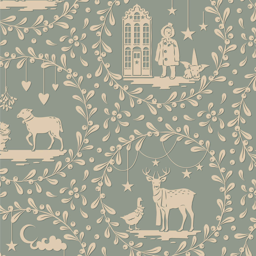 Tilda Merry Little Christmas Paperscenes Duckegg 100629 (sold in 25cm increments)