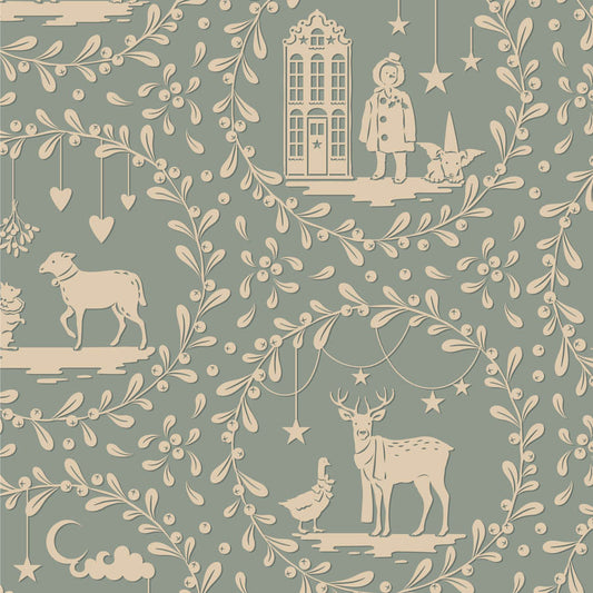 Tilda Merry Little Christmas Paperscenes Duckegg 100629 (sold in 25cm increments)