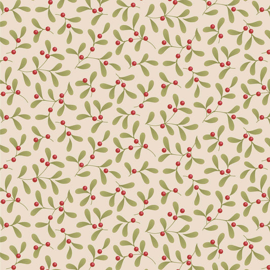 Tilda Merry Little Christmas Mistletoe Cream 100639 (sold in 25cm increments)